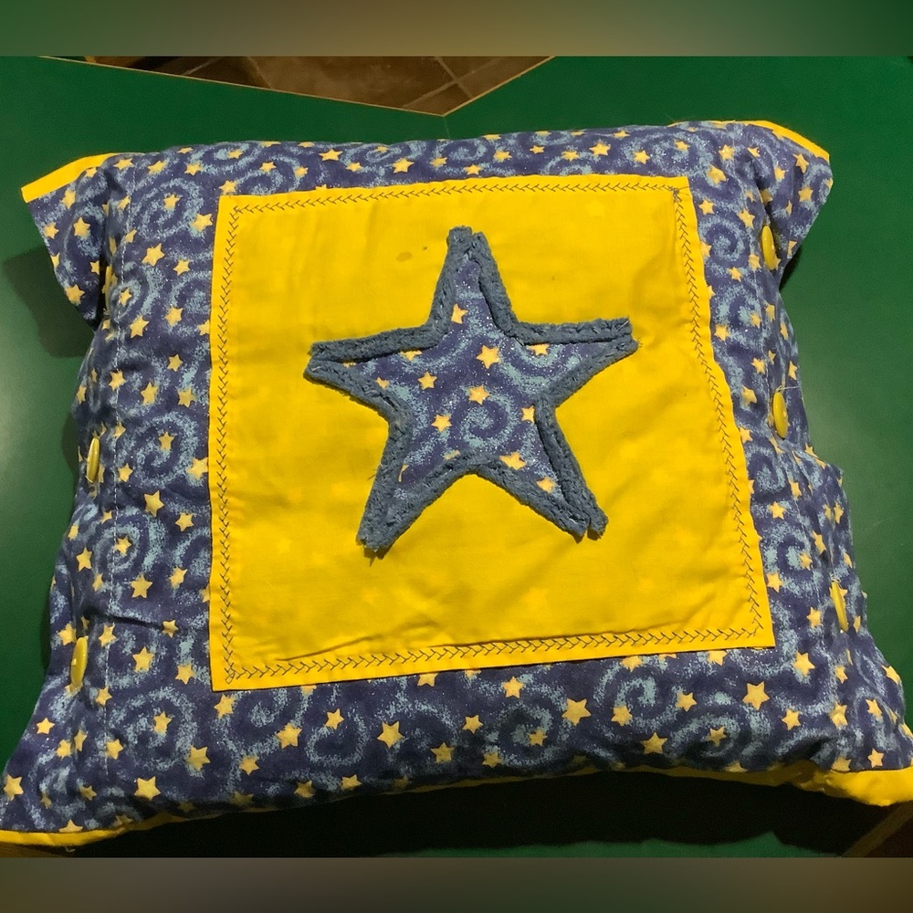 Starry Blue and Yellow Decorative Pillow